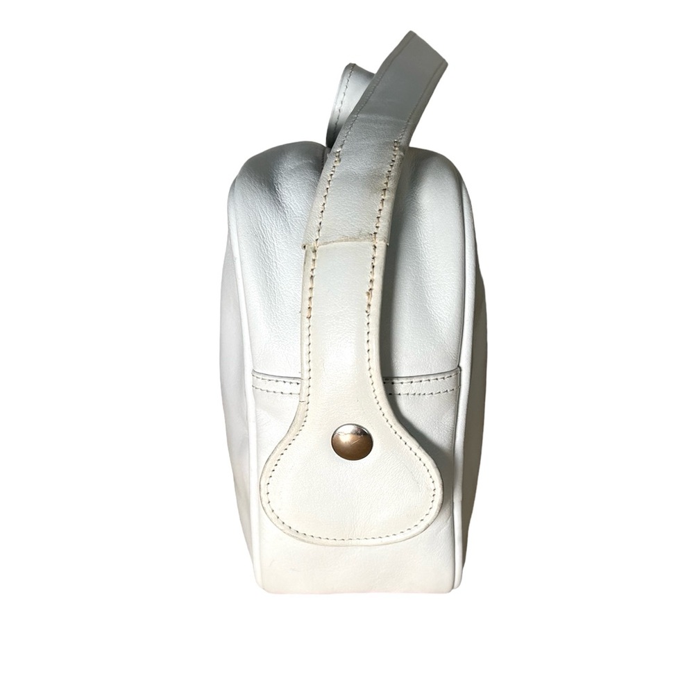 Courrèges vintage leather bag iconic camera bag with signature front logo white - Picture 14 of 16